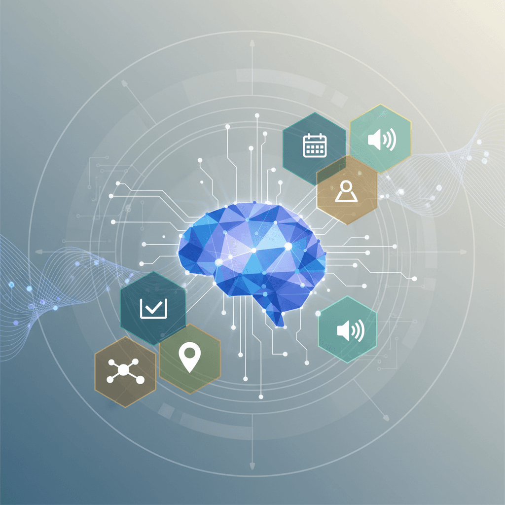 # Alt Text:
Abstract geometric shapes in soft blues and grays arranged in a modern, minimalist composition representing technology and automation.