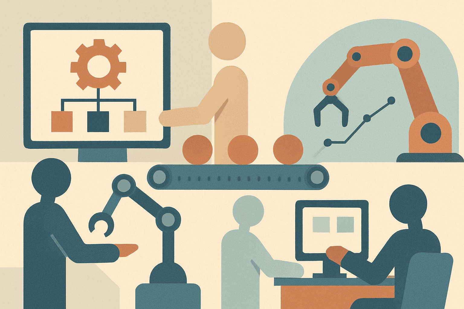 # Alt Text
Abstract geometric shapes in cool tones represent interconnected systems and technological innovation in business automation.